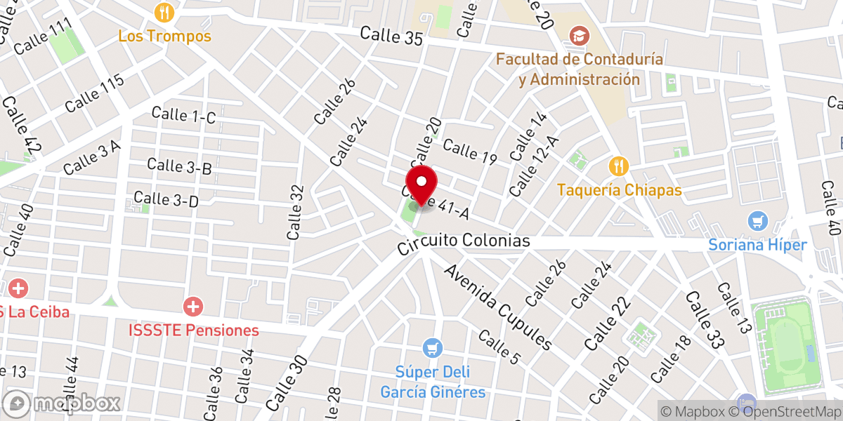 Map showing location of Iglesia Nuestra Señora de las Mercedes CASA DE LA RCCES YUCATÁN