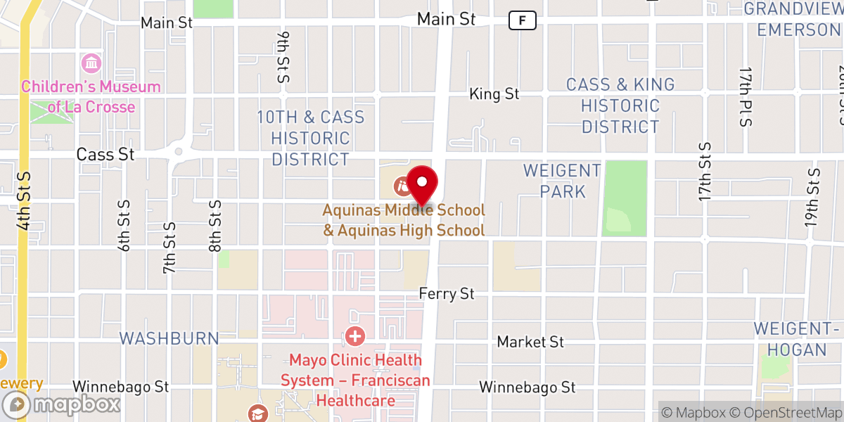 Map showing location of First Lutheran Church - La Crosse
