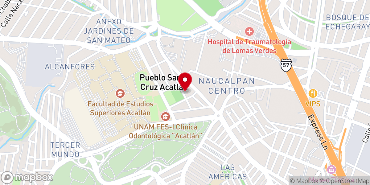 Map showing location of Parroquia de Santa Cruz Acatlán