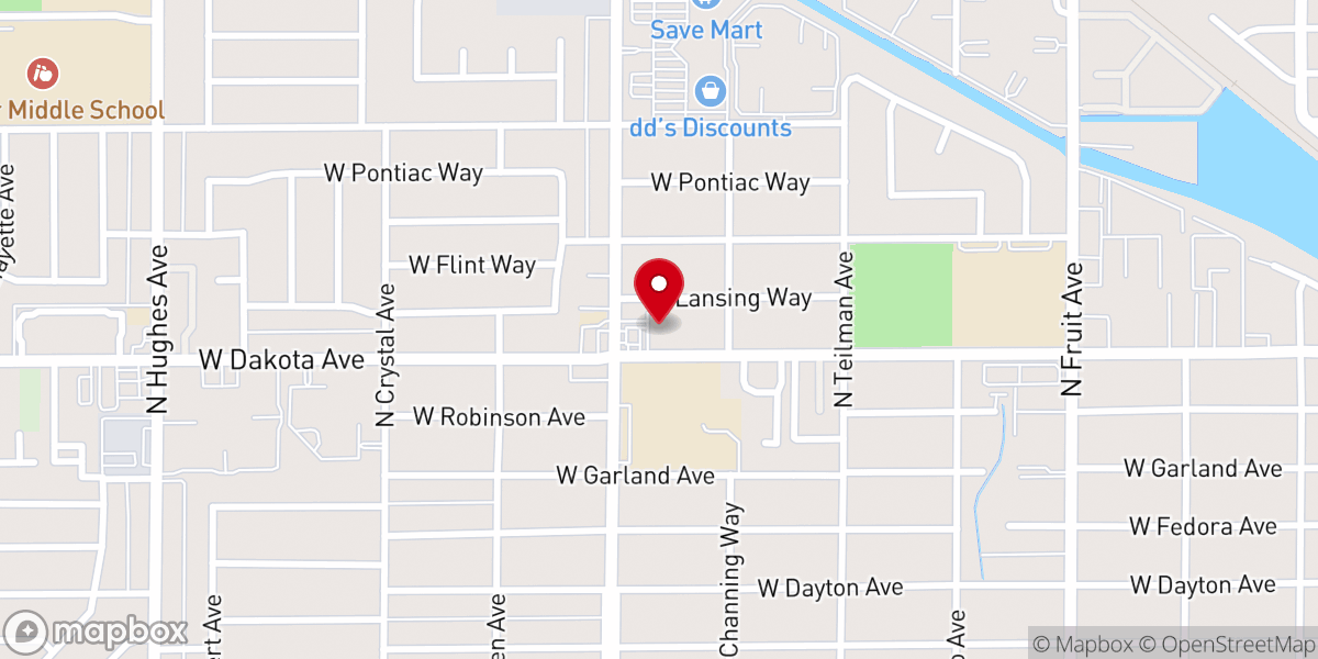 Map showing location of Christian Community Baptist Church, Fresno