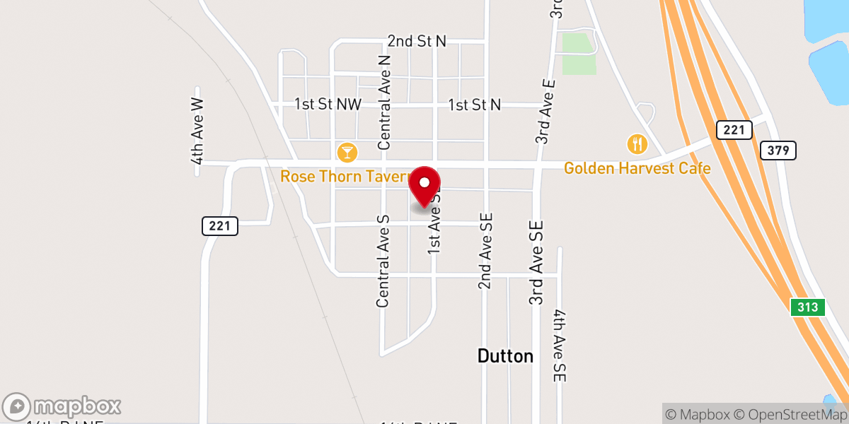 Map showing location of Dutton United Methodist Church