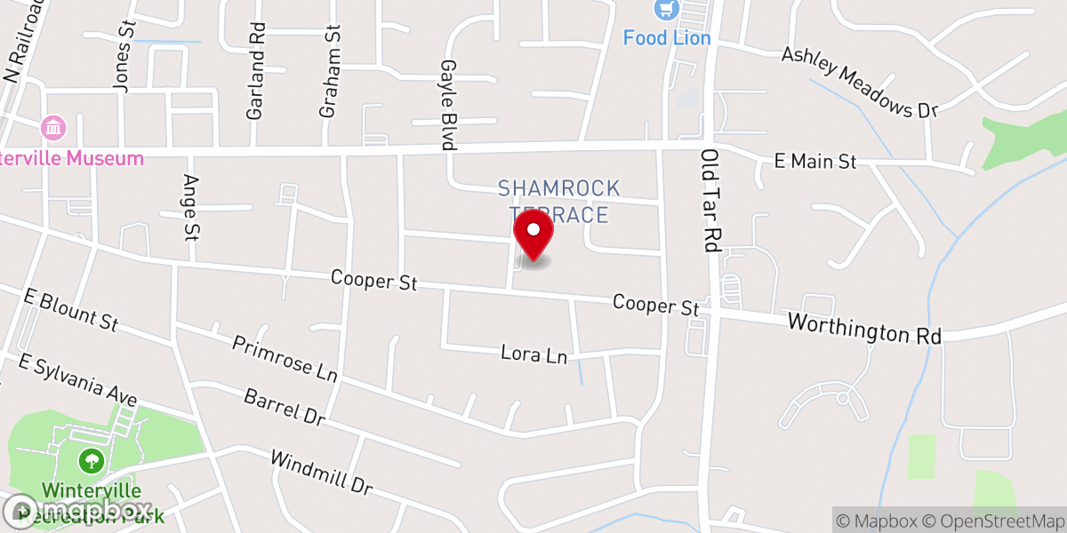 Map showing location of Winterville Free Will Baptist