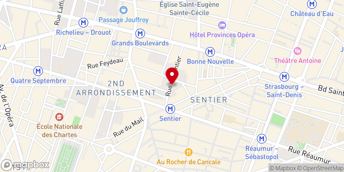Map showing location of Église Biblique Paris Sentier