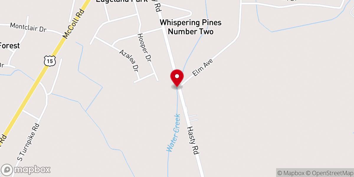 Map showing location of New Hope Baptist Church