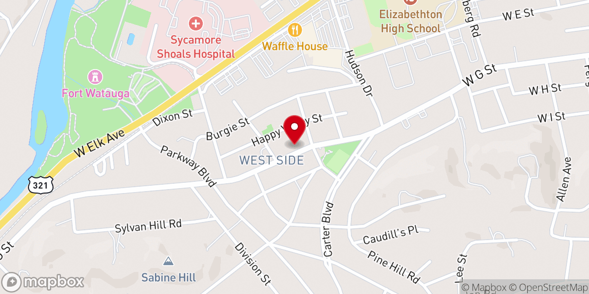 Map showing location of West Side Christian Church