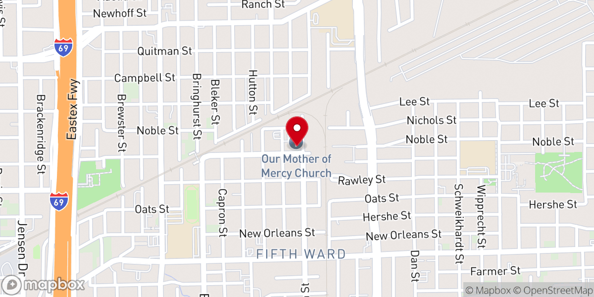 Map showing location of Our Mother of Mercy Catholic Church