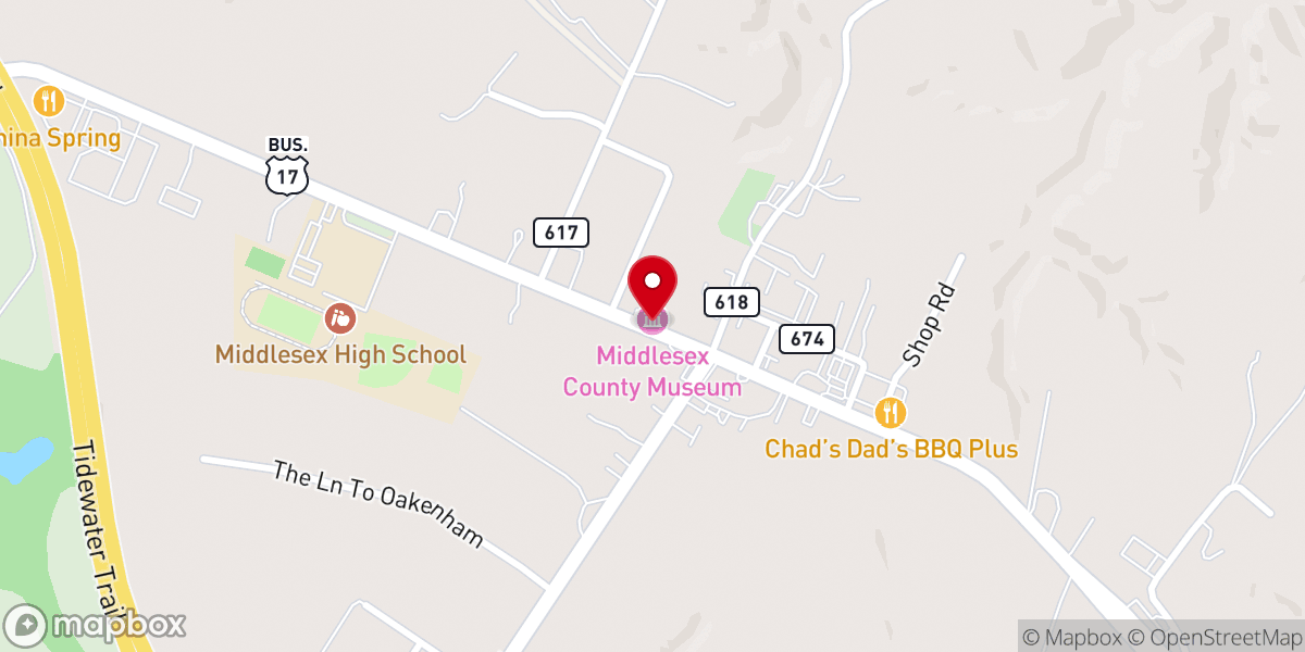 Map showing location of Middlesex County Museum