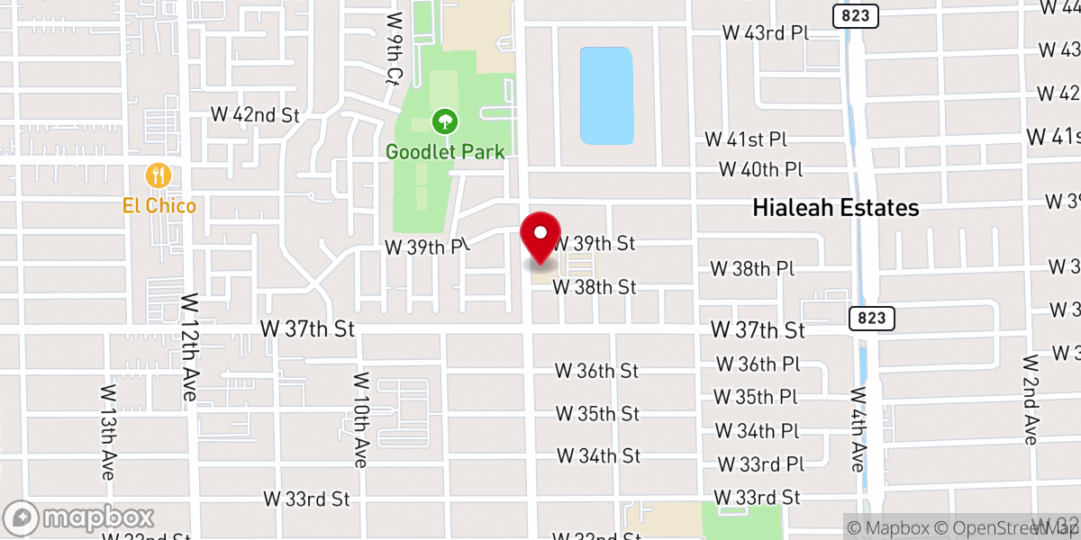 Map showing location of Iglesia Bautista Bethel