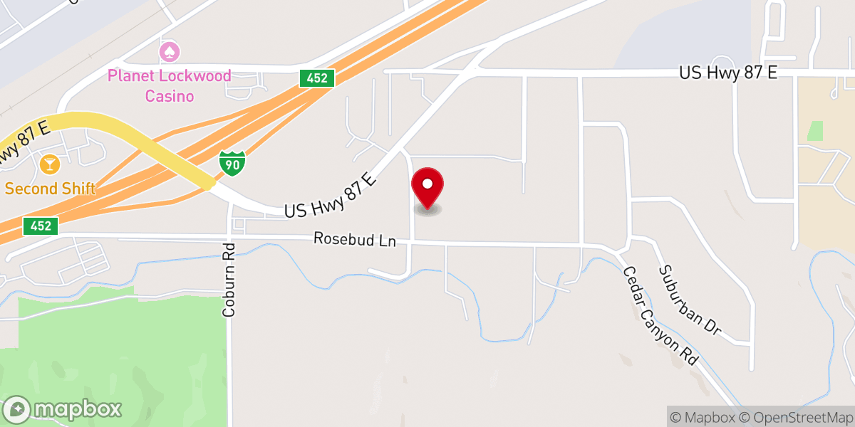 Map showing location of Billings Vineyard Church