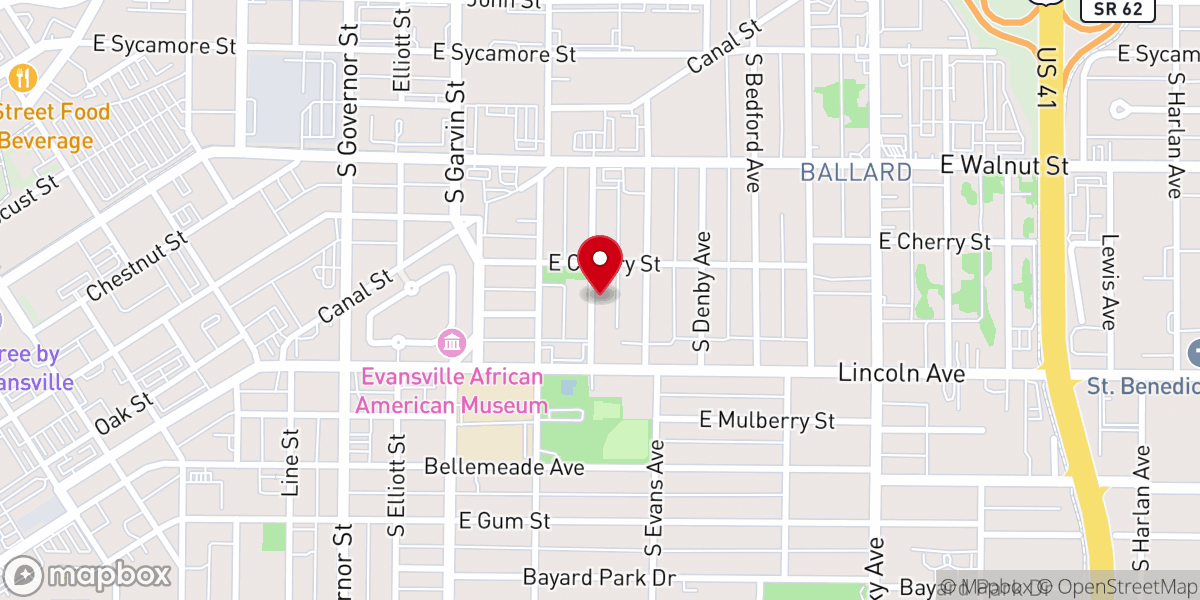 Map showing location of First Ebenezer Baptist Church