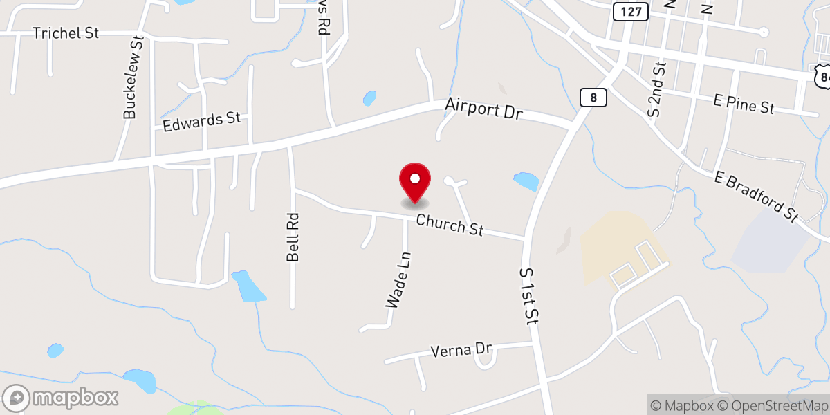Map showing location of New Evergreen Baptist Church