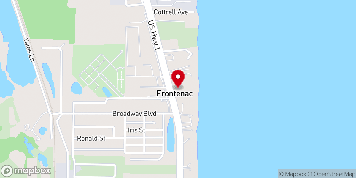 Map showing location of Frontenac Baptist Church