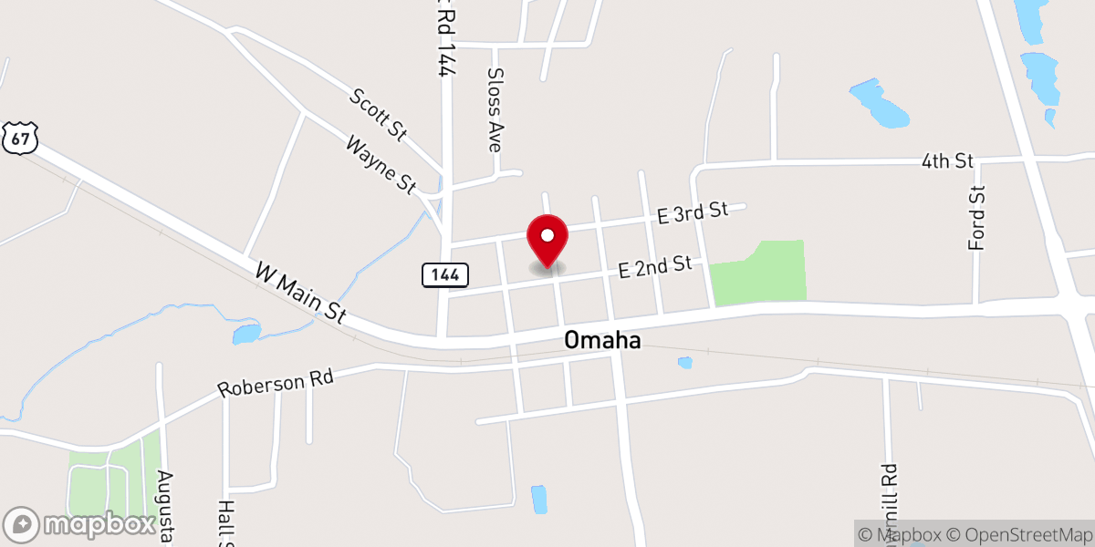 Map showing location of Omaha First Baptist Church