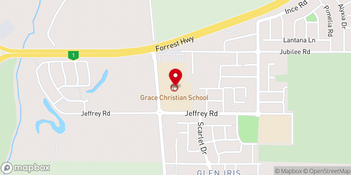 Map showing location of Grace Christian School
