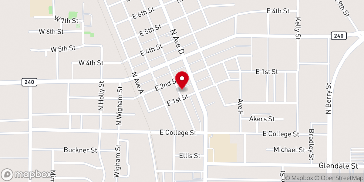 Map showing location of Burkburnett Church of Christ