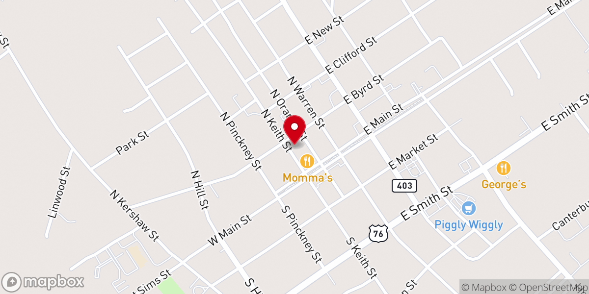 Map showing location of Timmonsville Presbyterian Church