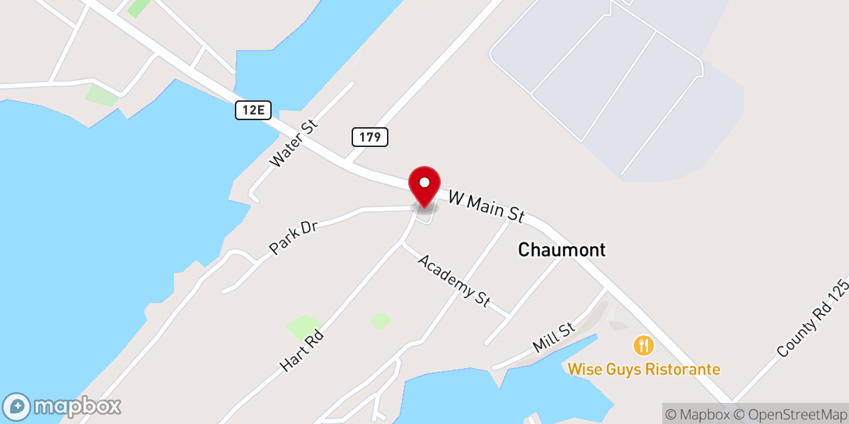 Map showing location of First Presbyterian Church of Chaumont