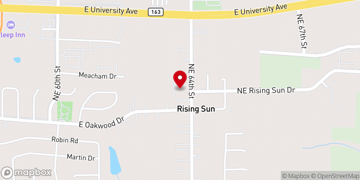 Map showing location of Rising Sun Church of Christ