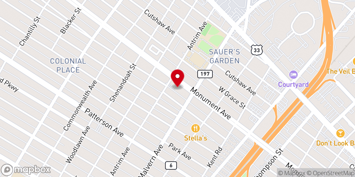 Map showing location of Westminster Presbyterian Church