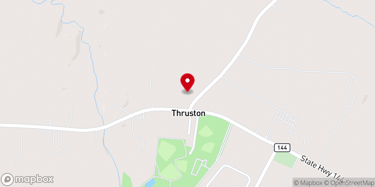 Map showing location of Thruston United Methodist Church
