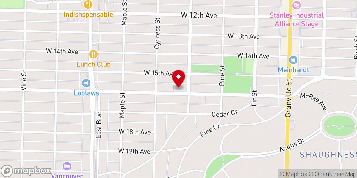 Map showing location of Canadian Memorial United Church