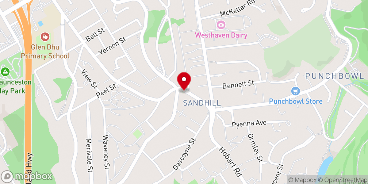 Map showing location of Potters House Launceston