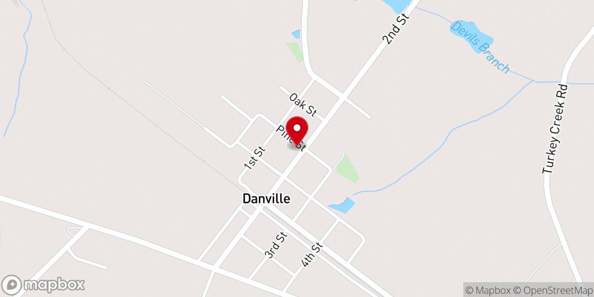 Map showing location of Danville Baptist Church