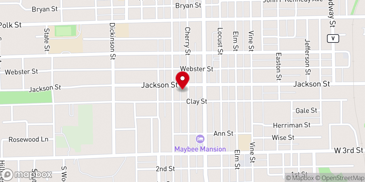 Map showing location of First Christian Church