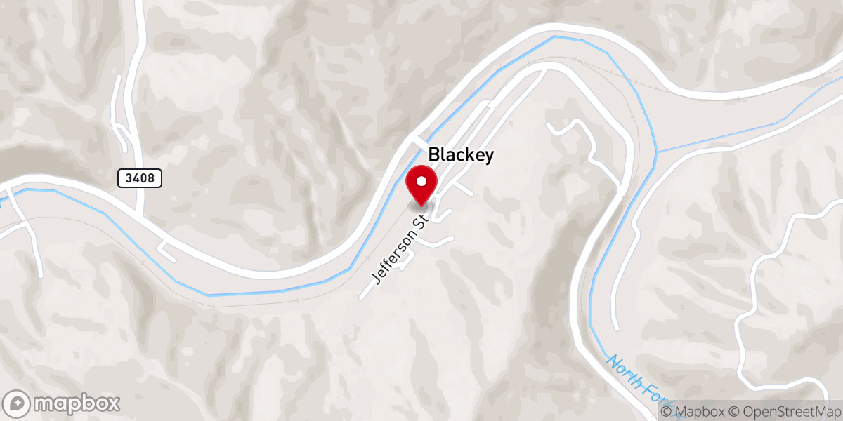 Map showing location of Blackey Missionary Baptist Church