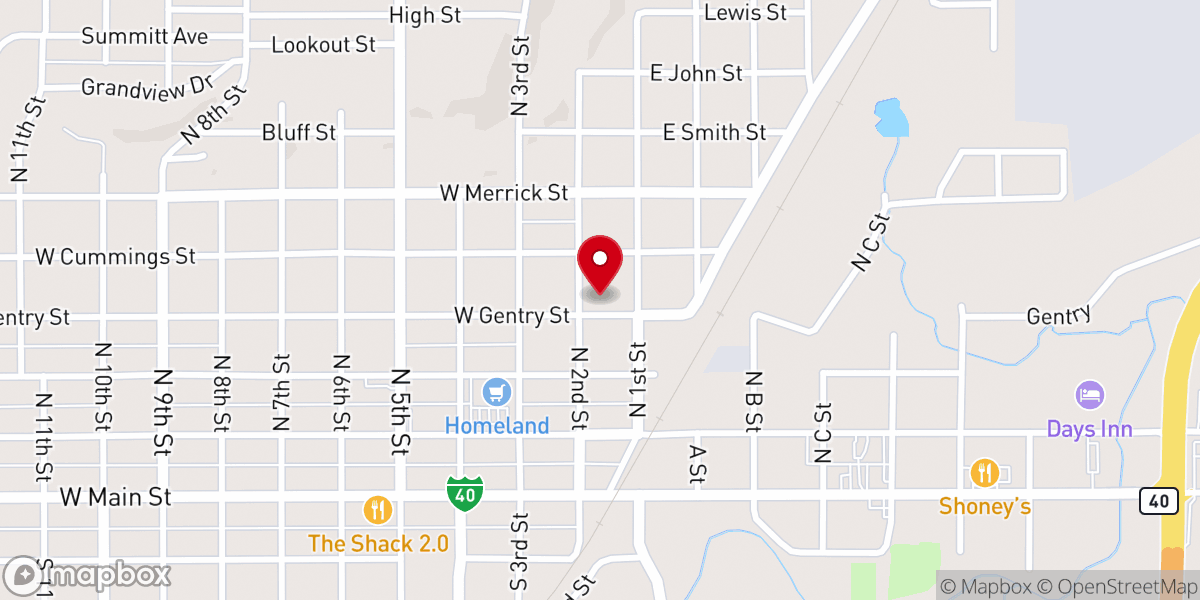 Map showing location of Calvary Baptist Church