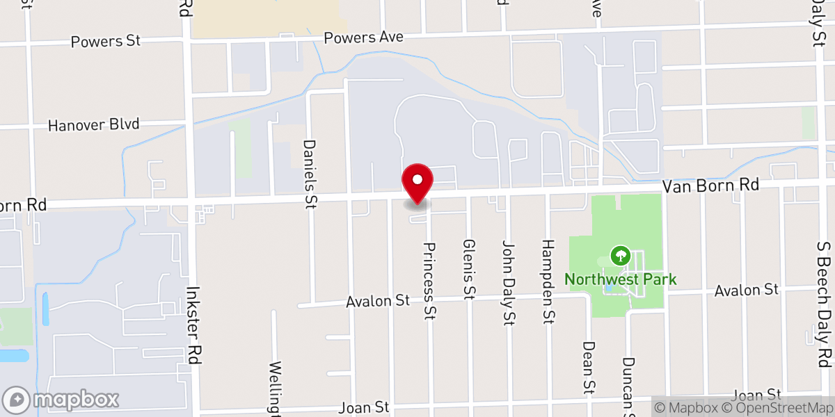Map showing location of Canaan Baptist Church