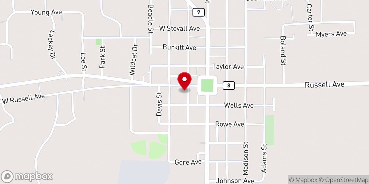 Map showing location of Calhoun City Town Hall