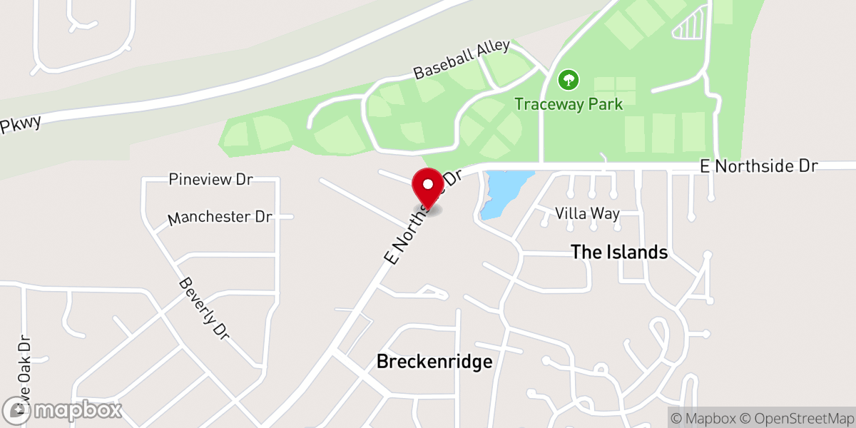 Map showing location of Northside Baptist Church