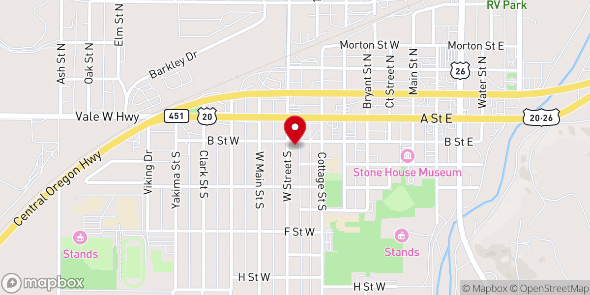Map showing location of Oregon Trail Baptist Church
