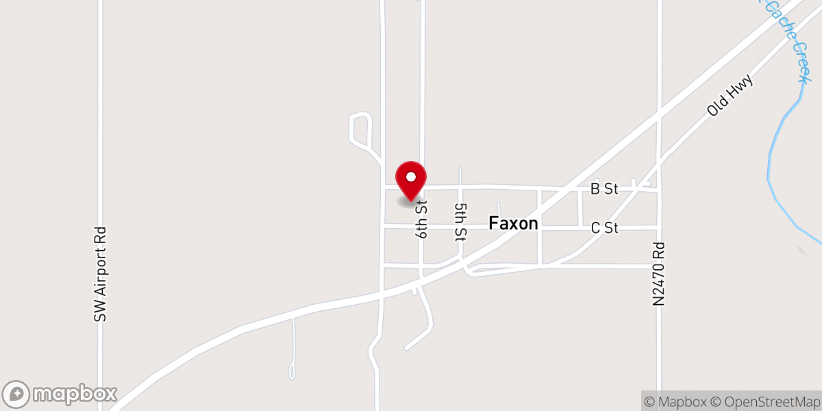 Map showing location of Faxon Baptist Church Fellowship Hall