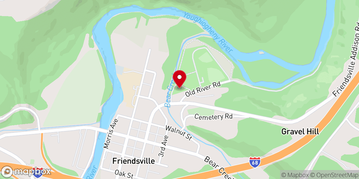 Map showing location of Friendsville Community Building