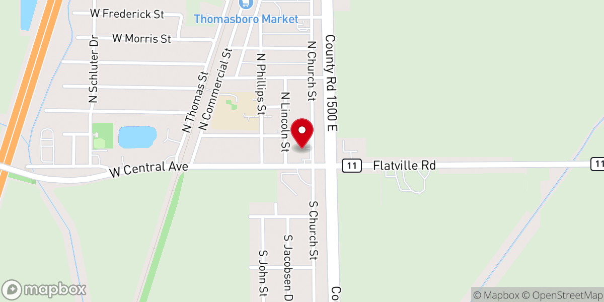 Map showing location of Thomasboro Fire Department