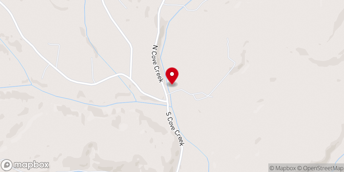Map showing location of Cove Creek Holiness Church