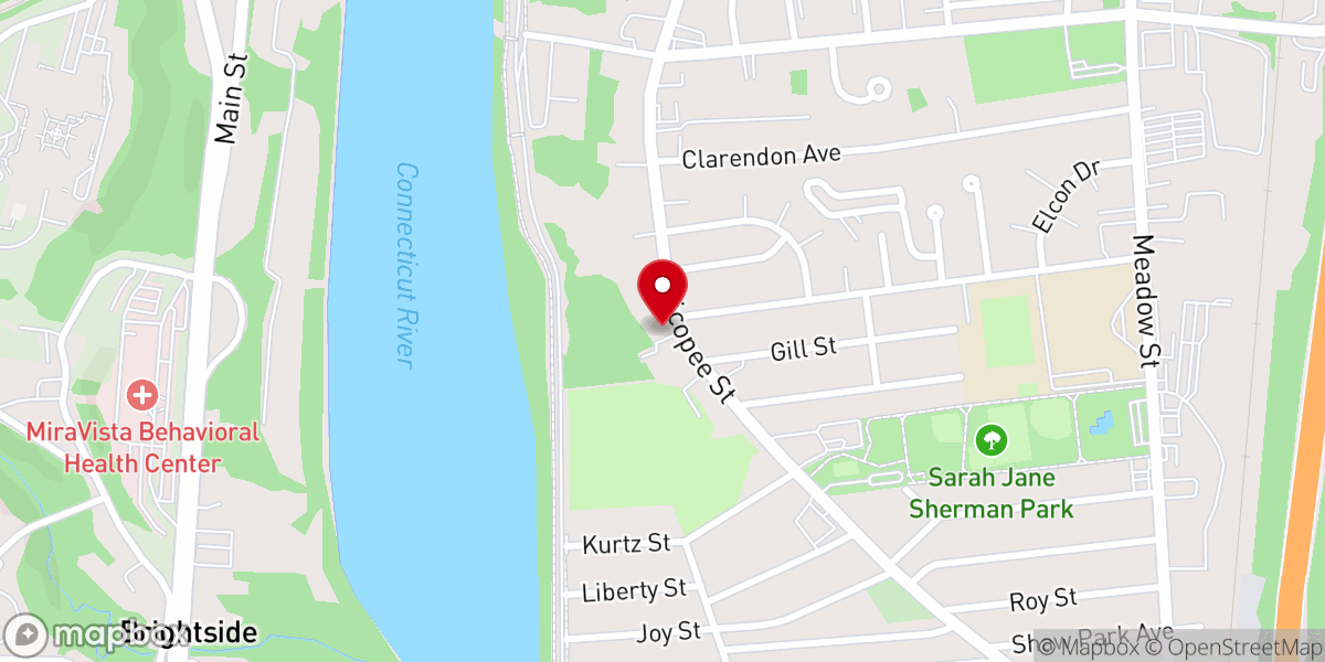 Map showing location of Chicopee Church of God