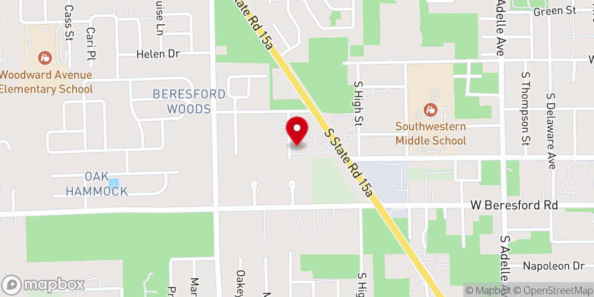 Map showing location of Franklin Heights Church