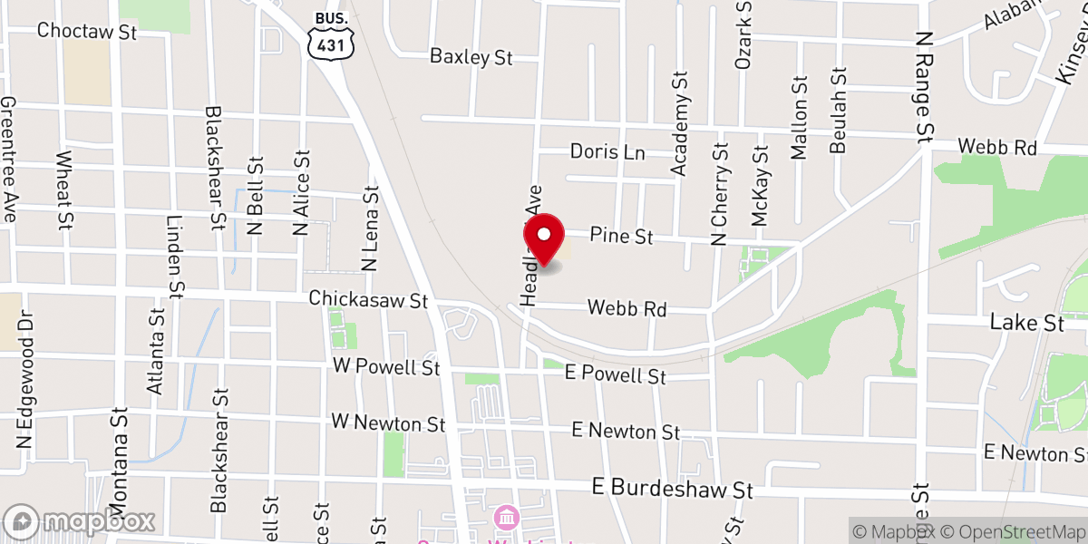 Map showing location of Greater Beulah Baptist Church