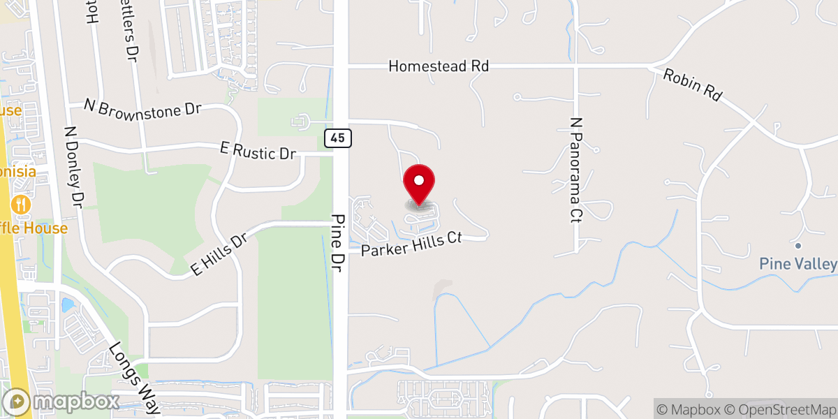 Map showing location of Parker Hills Bible Fellowship
