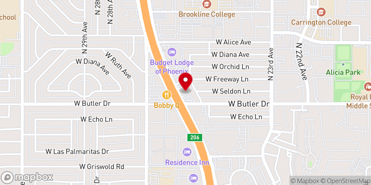 Map showing location of Freeway Baptist Church