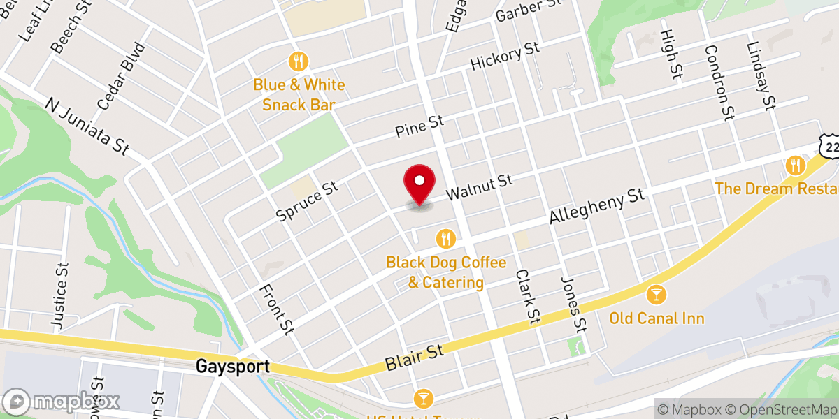 Map showing location of Historic Hollidaysburg Inc