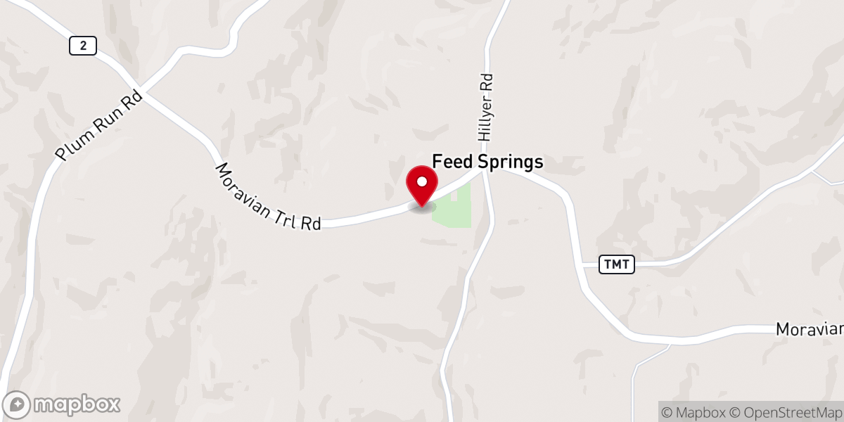 Map showing location of Feed Spring Church