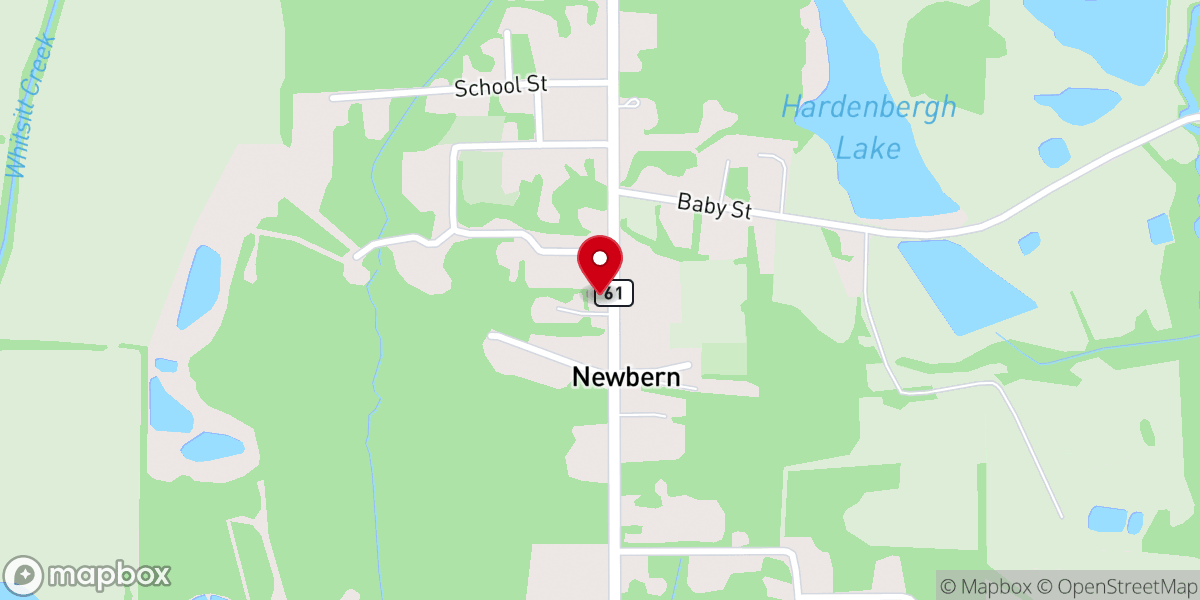 Map showing location of Newbern Methodist Church