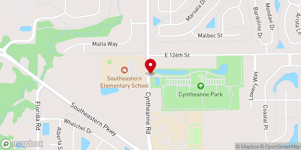 Map showing location of Cyntheanne Park