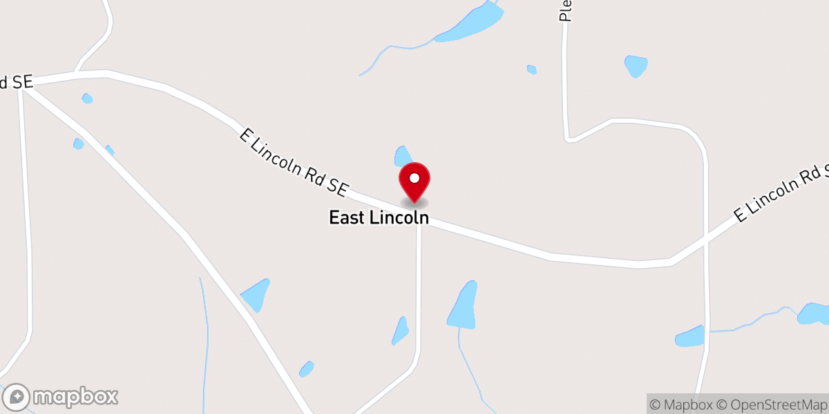 Map showing location of East Lincoln Baptist Church