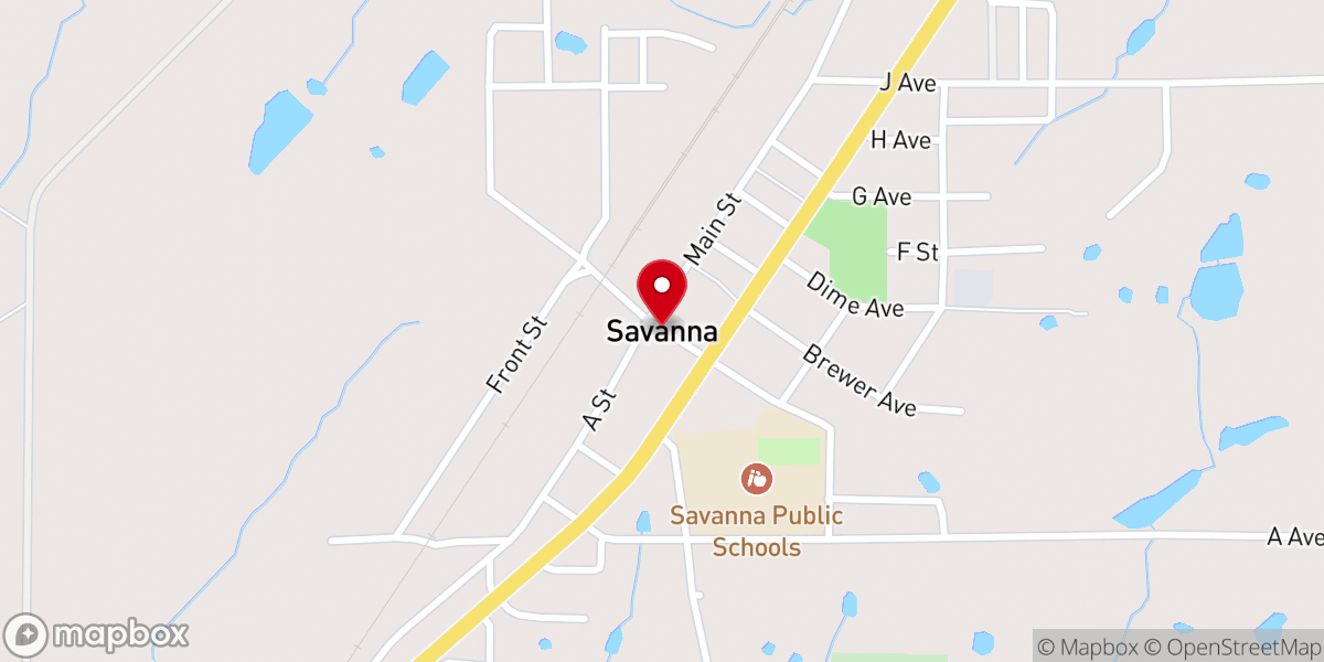 Map showing location of Savanna