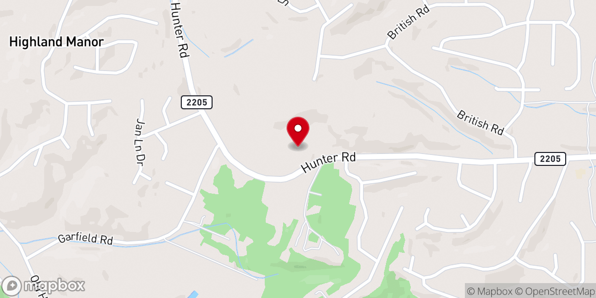 Map showing location of Hillcrest Baptist Church